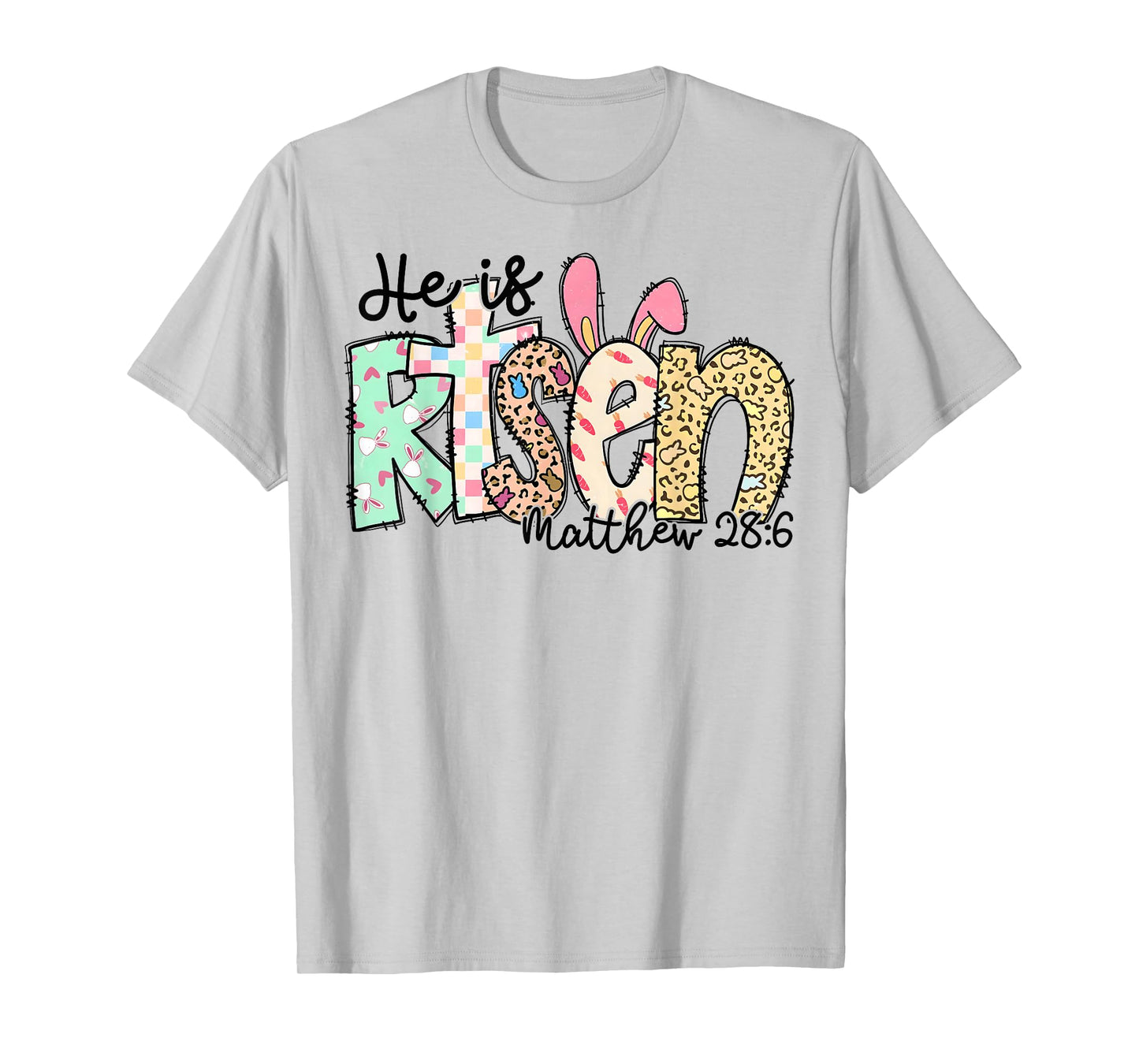 He Is Risen Jesus Christian Happy Easter Day Women Girl Kids T-Shirt