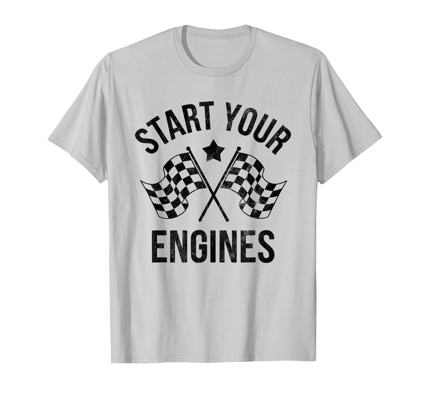 Start Your Engines Vintage Checkered Flag Race Car T-Shirt