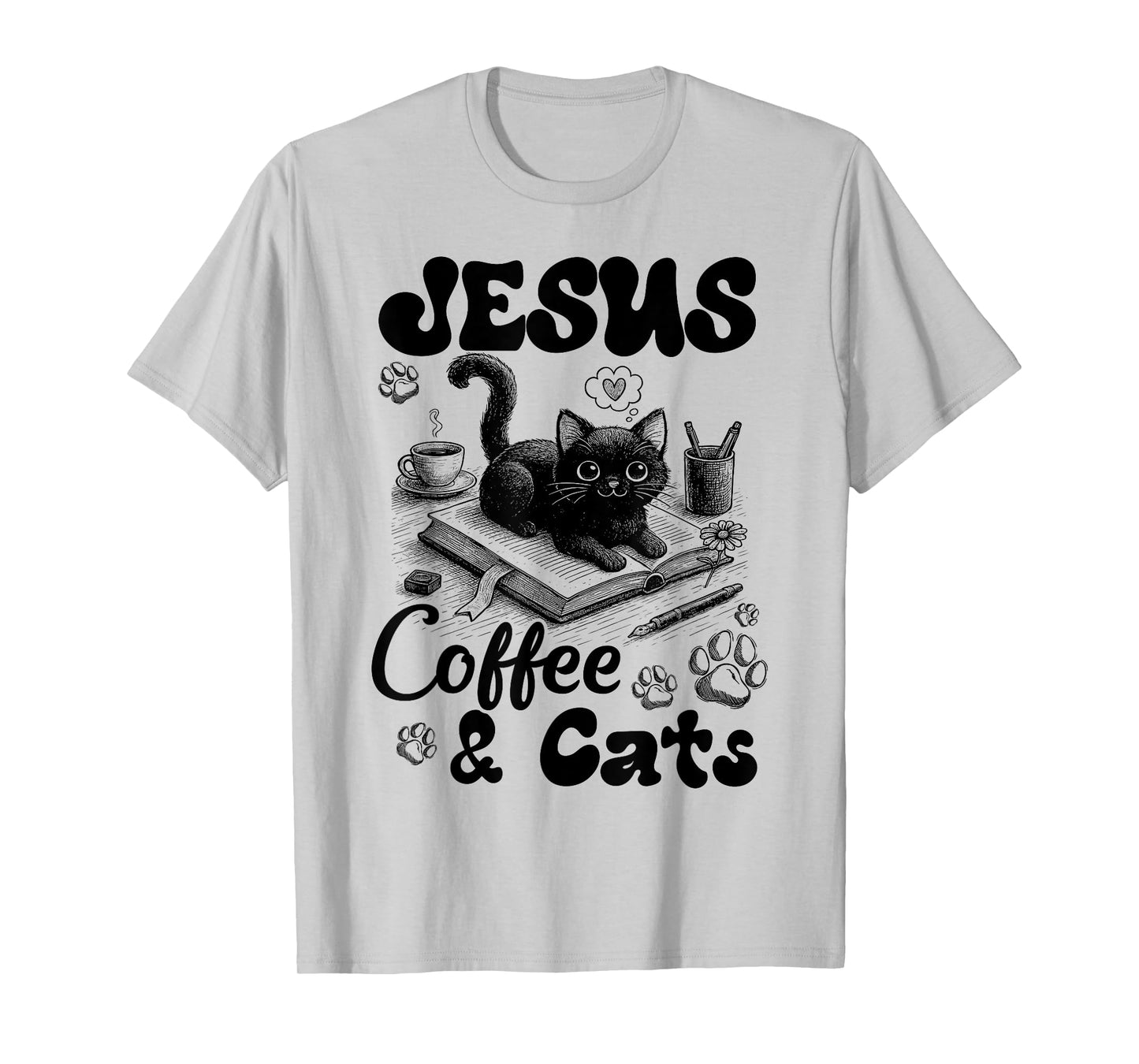 Jesus Coffee And Cats Christian Coffee Lovers T-Shirt