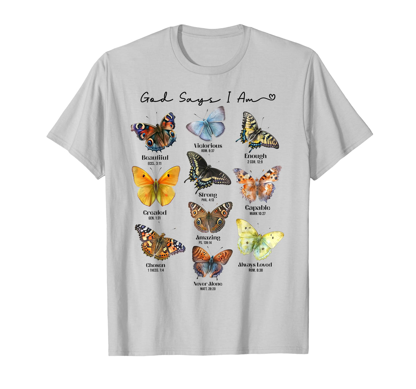 God Says I Am Bible Verse Religious Christian Butterfly T-Shirt