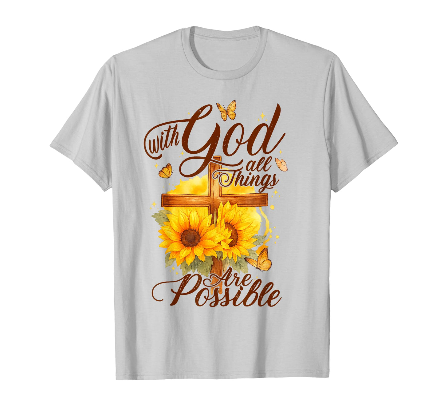 with God All Things are Possible Lamb Cross Bible Verse T-Shirt
