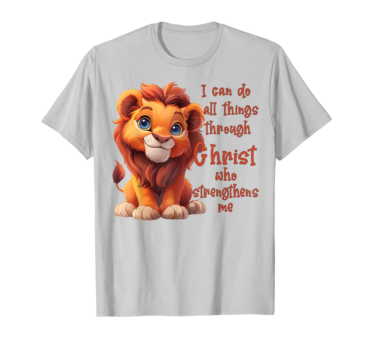 Kids I Can Do All Things Through Christ Cute Lion Cub T-Shirt