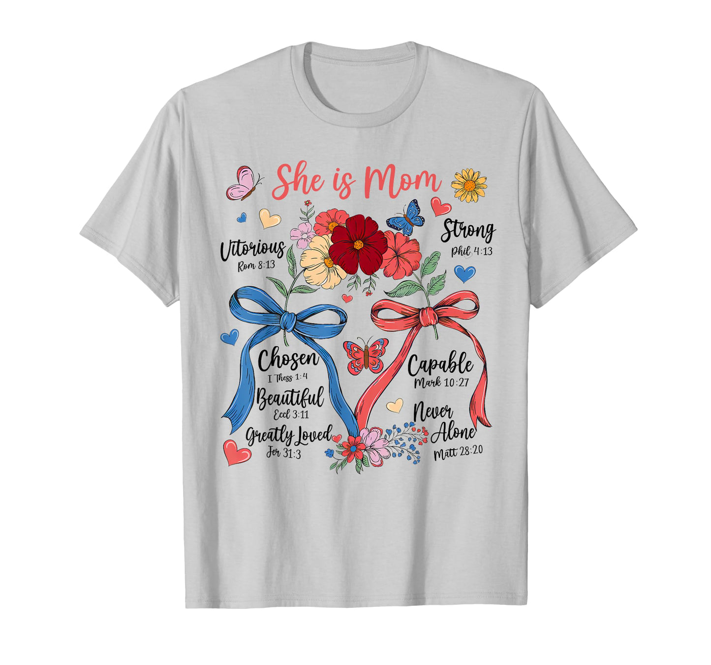 Boho Floral She is Mom Bible Verses Christian Mother's Day T-Shirt