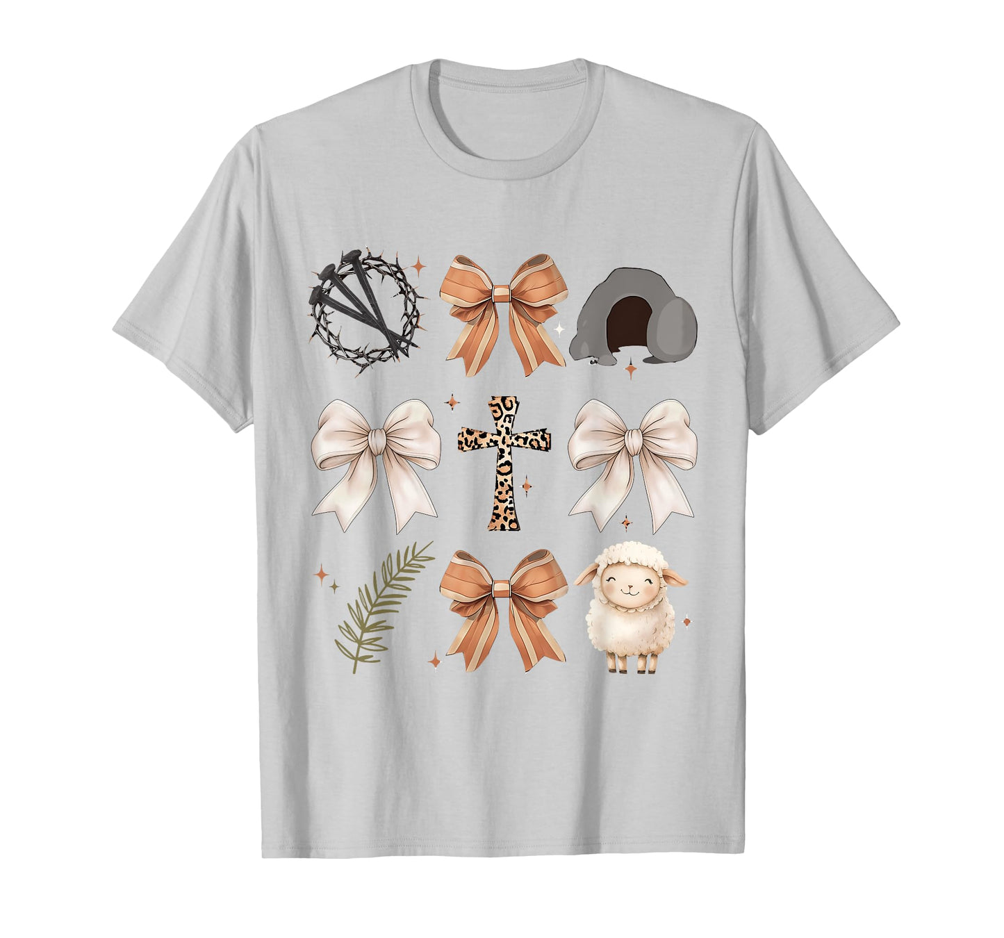 Christian Easter He Is Risen Cross Faith Coquette Bow Women T-Shirt