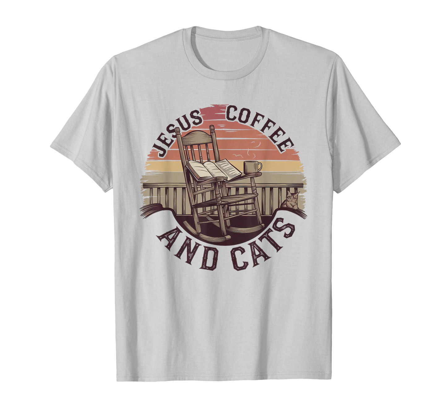 Jesus Coffee Cats Funny Cute Design Jesus Lovers Christian T-Shirt