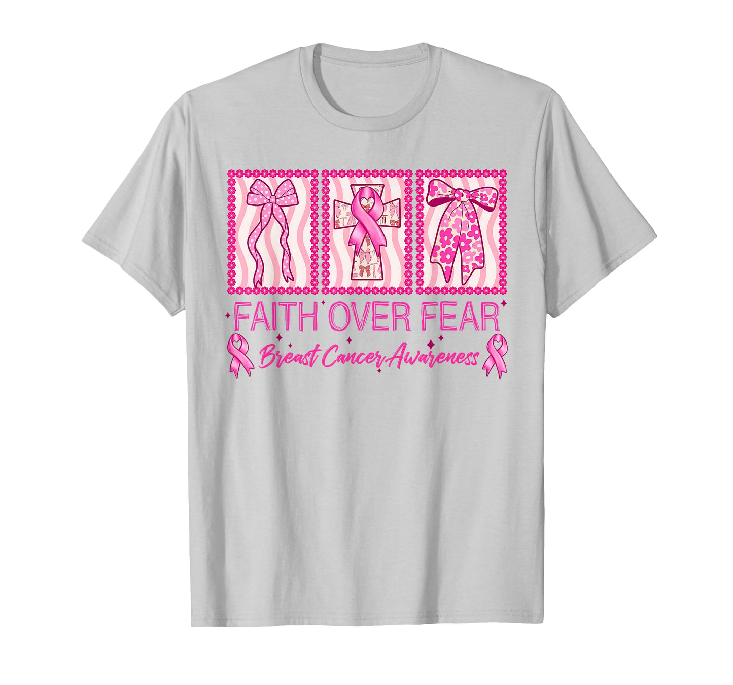 Faith Over Fear Breast Cancer Awareness Christian Religious T-Shirt