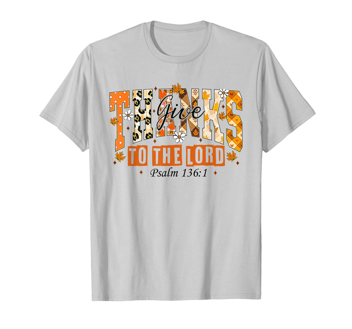 Give Thanks to The Lord Cross Pumpkin Bow Autumn Fall Flower T-Shirt