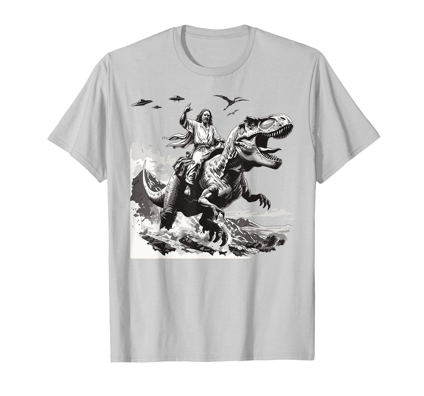 Jesus riding a dinosaur christian Religious motives funny T-Shirt