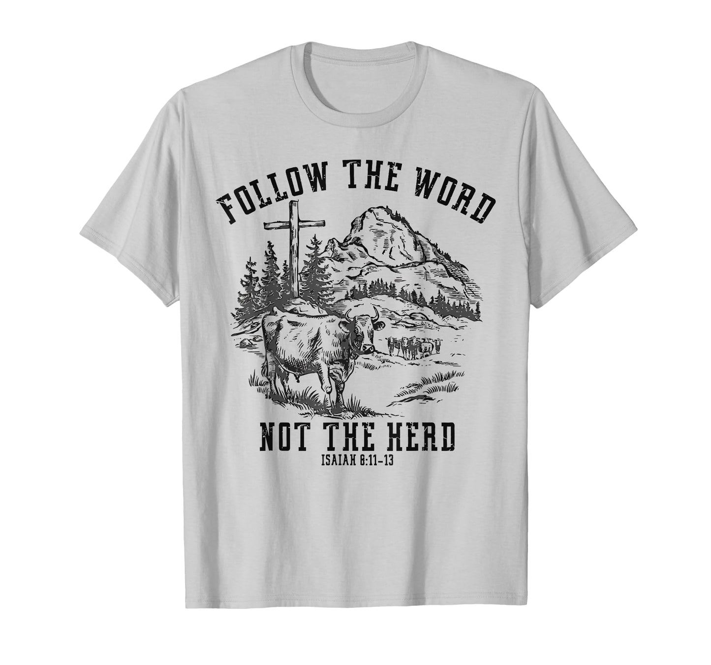 Follow The Word Not The Herd Western Christian Jesus Retro T-Shirt