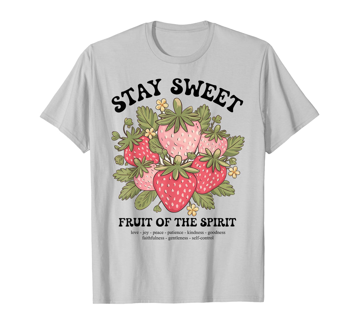 Fruit of Spirit Strawberry Boho Trendy Christian Church Crew T-Shirt