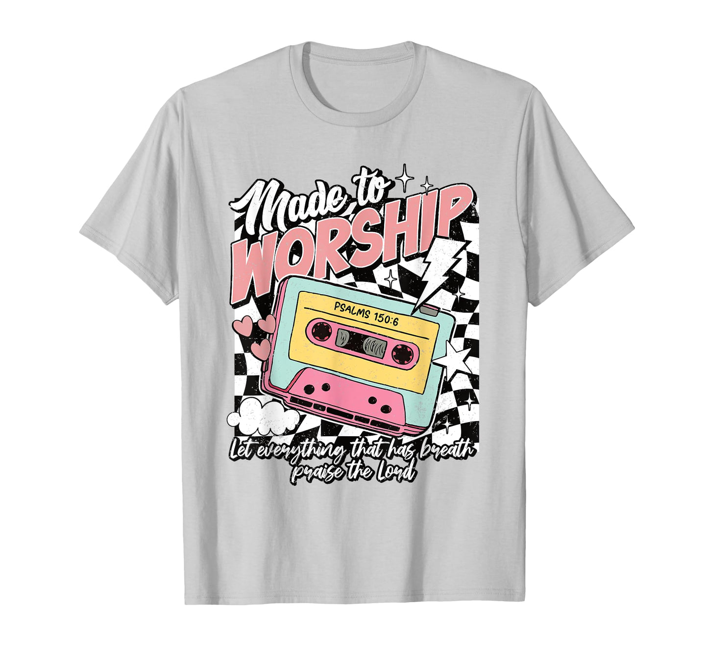 Retro Cassette Made to Worship Psalms 150:6 Christian Music T-Shirt