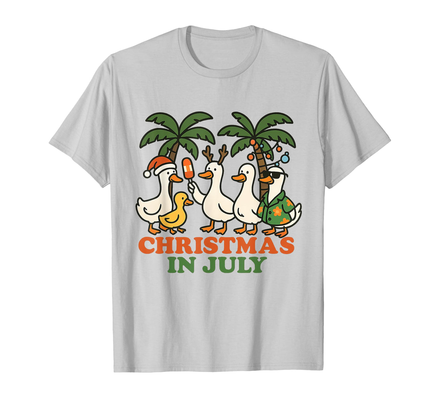 Christmas in July Funny Ducks Tropical Holiday Summer T-Shirt