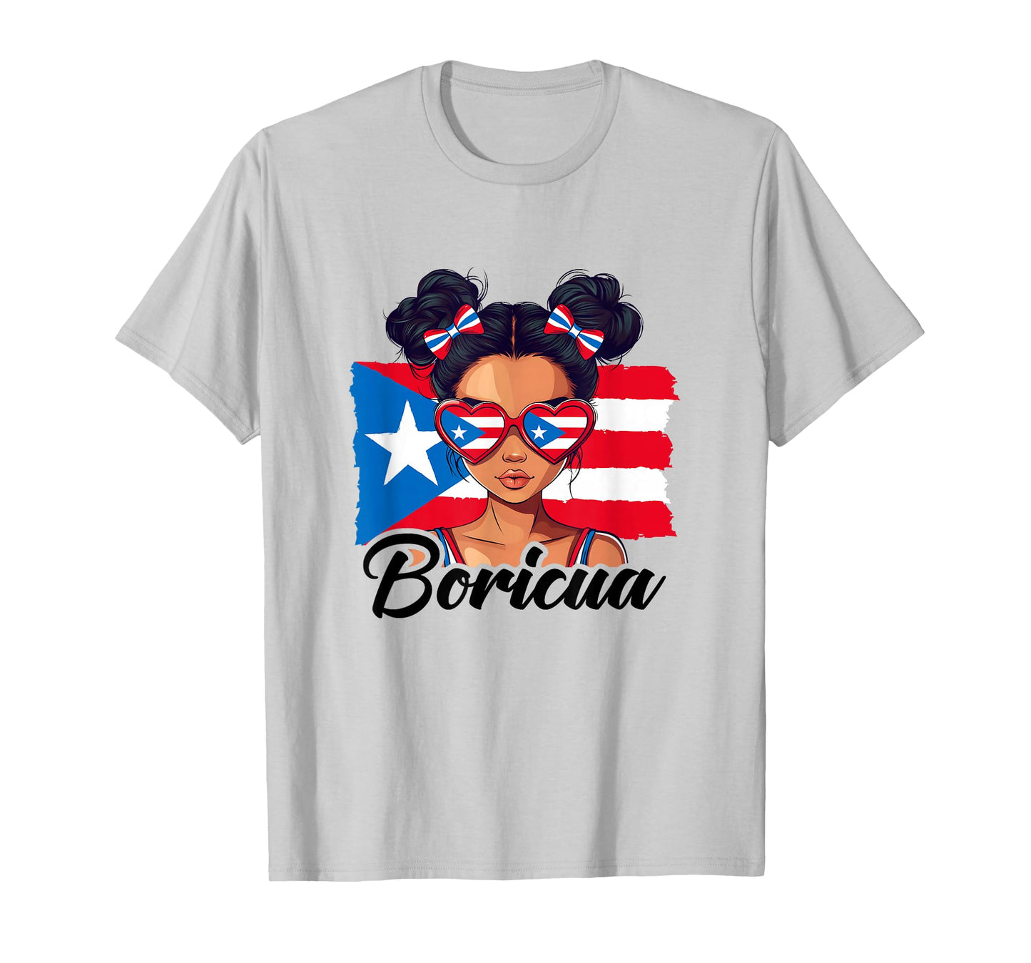 Puerto Rico Hispanic Heritage Messy Bun Puerto Rican Girls T-Shirt