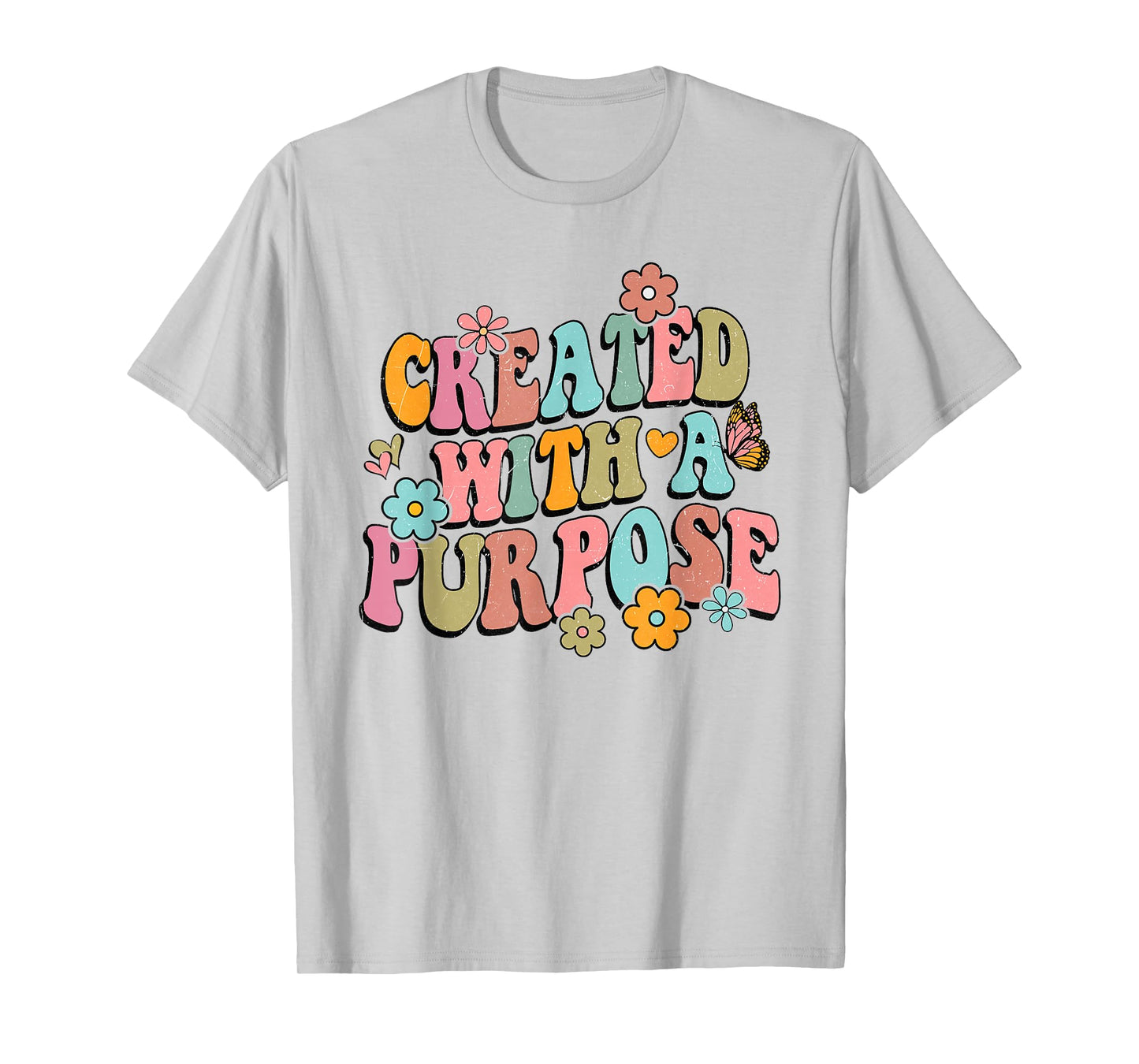 Retro Boho Created With a Purpose Religious Bible Christian T-Shirt