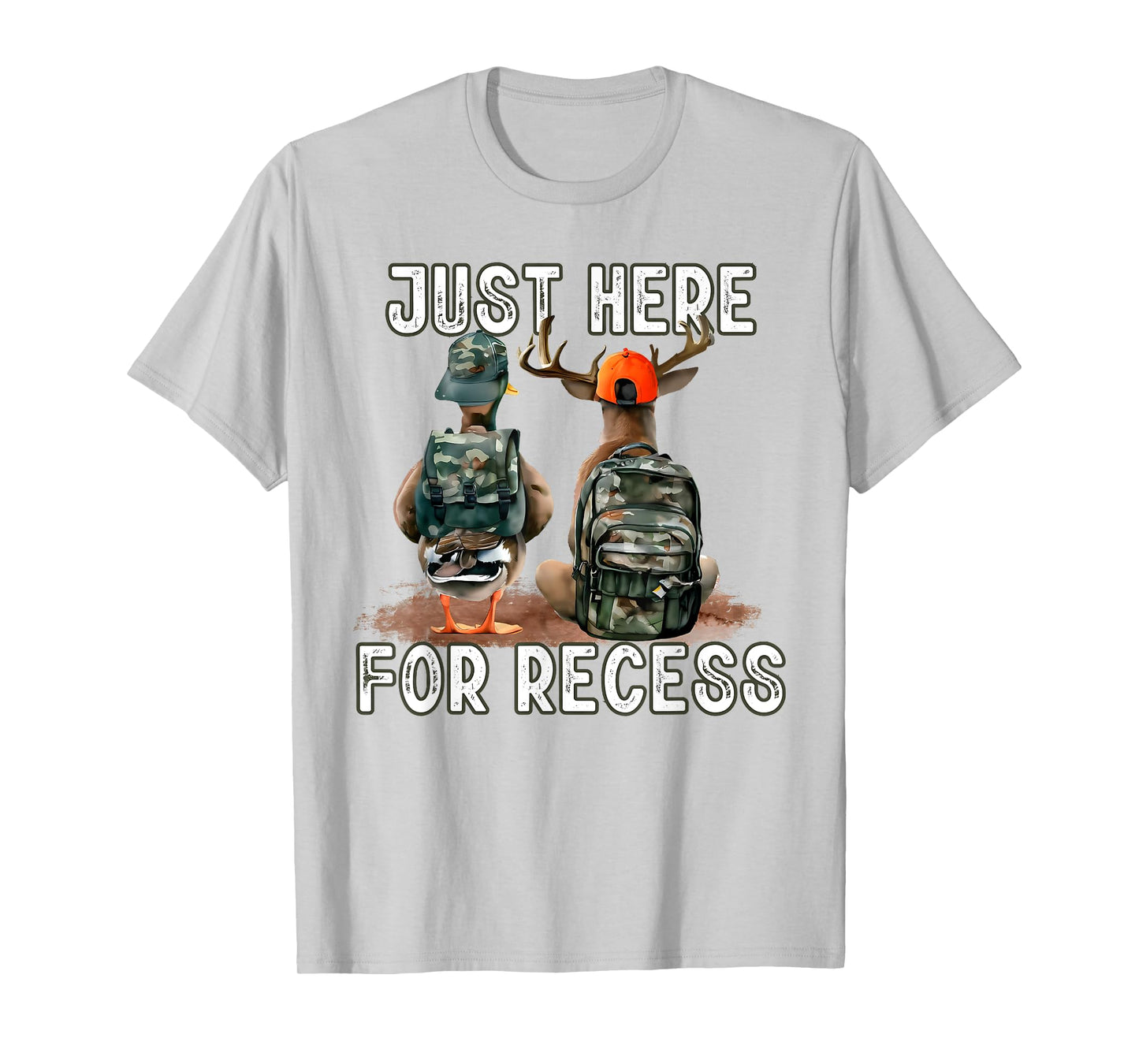 Just Here for Recess Back to School Deer Hunting Duck Funny T-Shirt