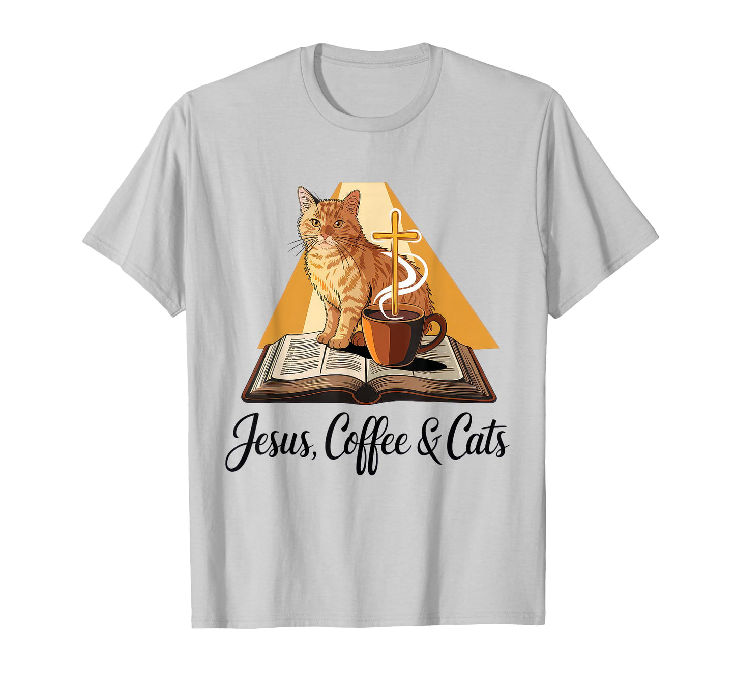 Jesus Coffee Cats Funny Cute Design Jesus Lovers Christian T-Shirt