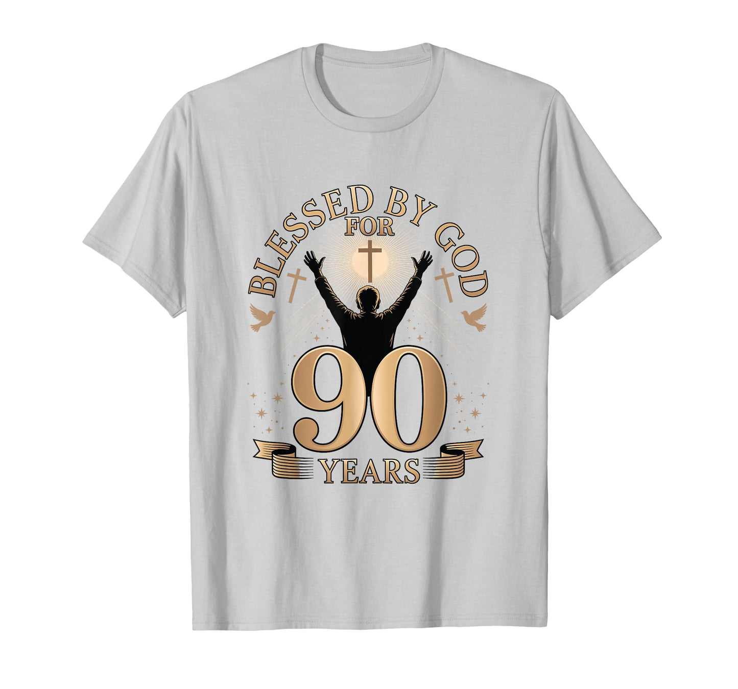 Blessed by God for 90 Years Religious Themed 90th Birthday T-Shirt