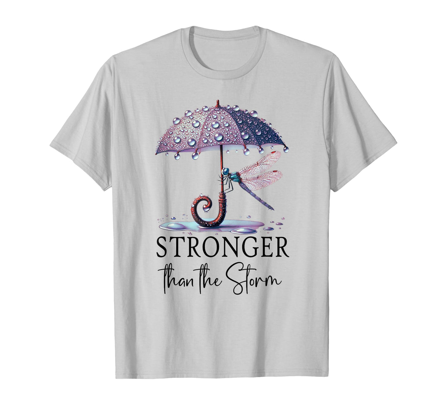 Stronger Than the Storm Psalm 93 Christian Purple Dragonfly T-Shirt