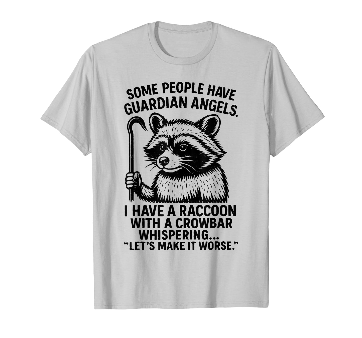 Funny Retro Raccoon Crowbar Meme Guardian Angel Parody T-Shirt