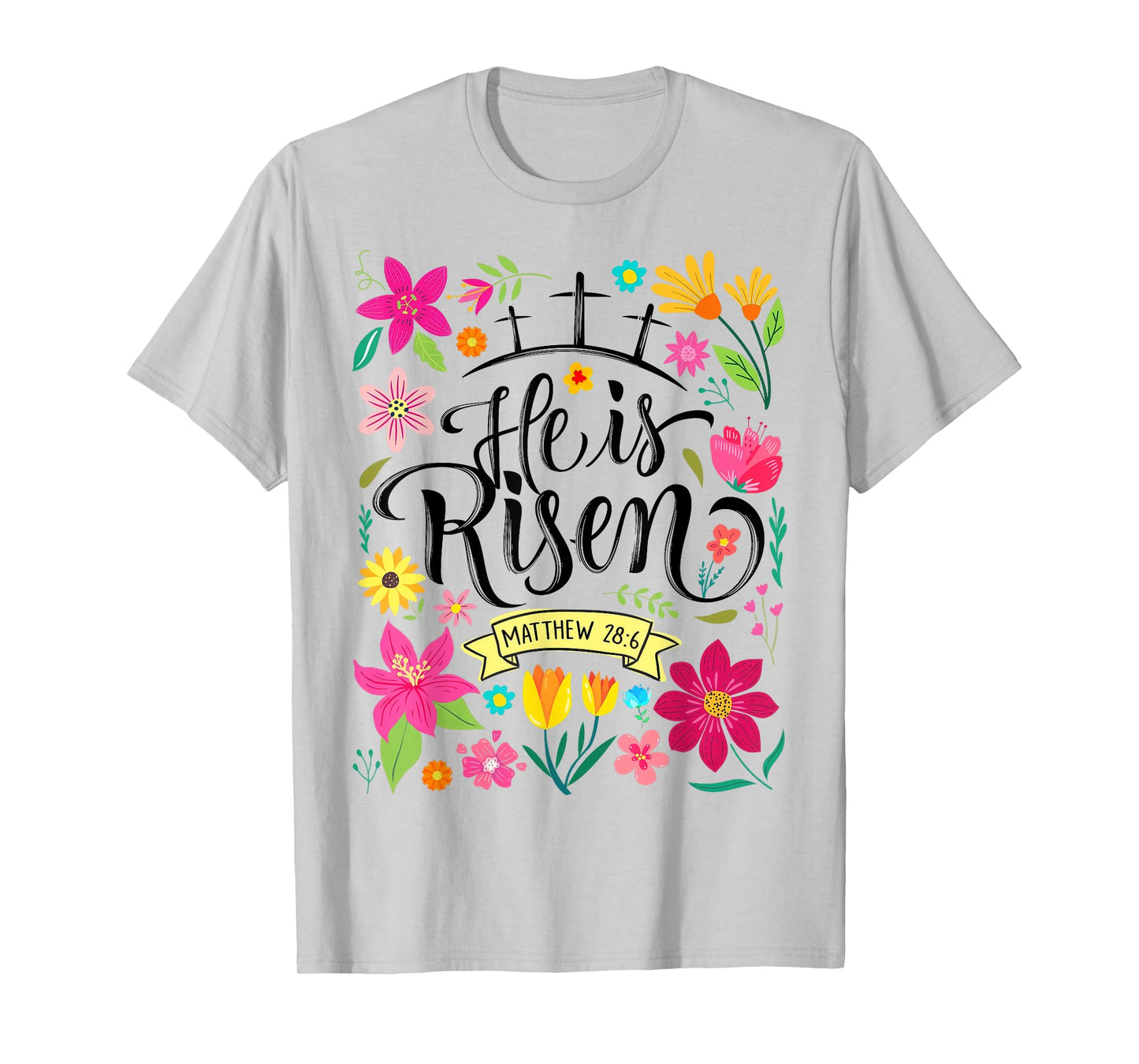 He Is Risen Mattew 28:6 Boho Floral Christian Easter T-Shirt