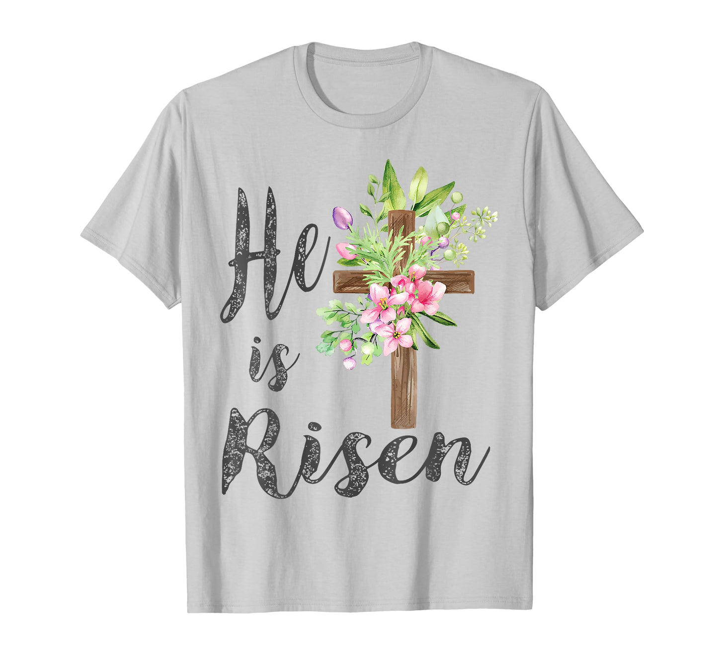 He is Risen Jesus Christian Easter Floral Wreath Women Girls T-Shirt