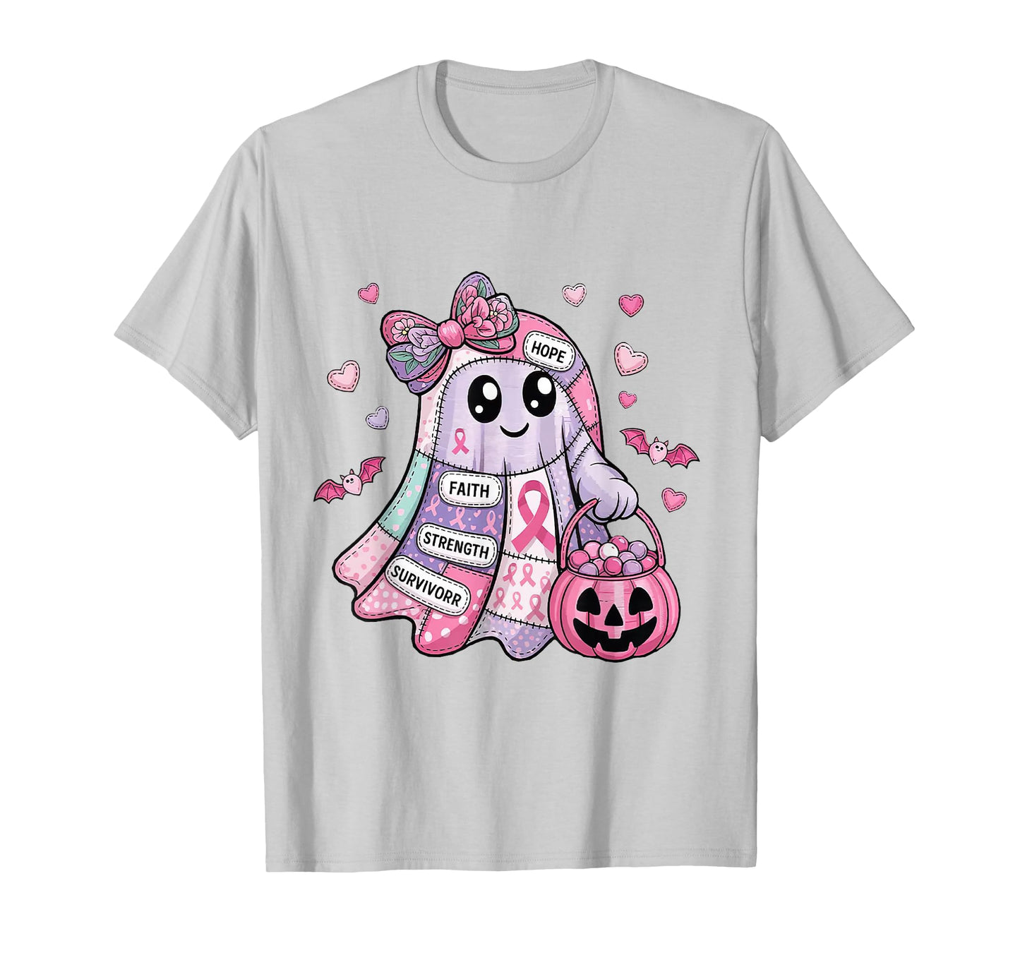 in October We Wear Pink Coquette Bow Ghost Pumpkin Halloween T-Shirt
