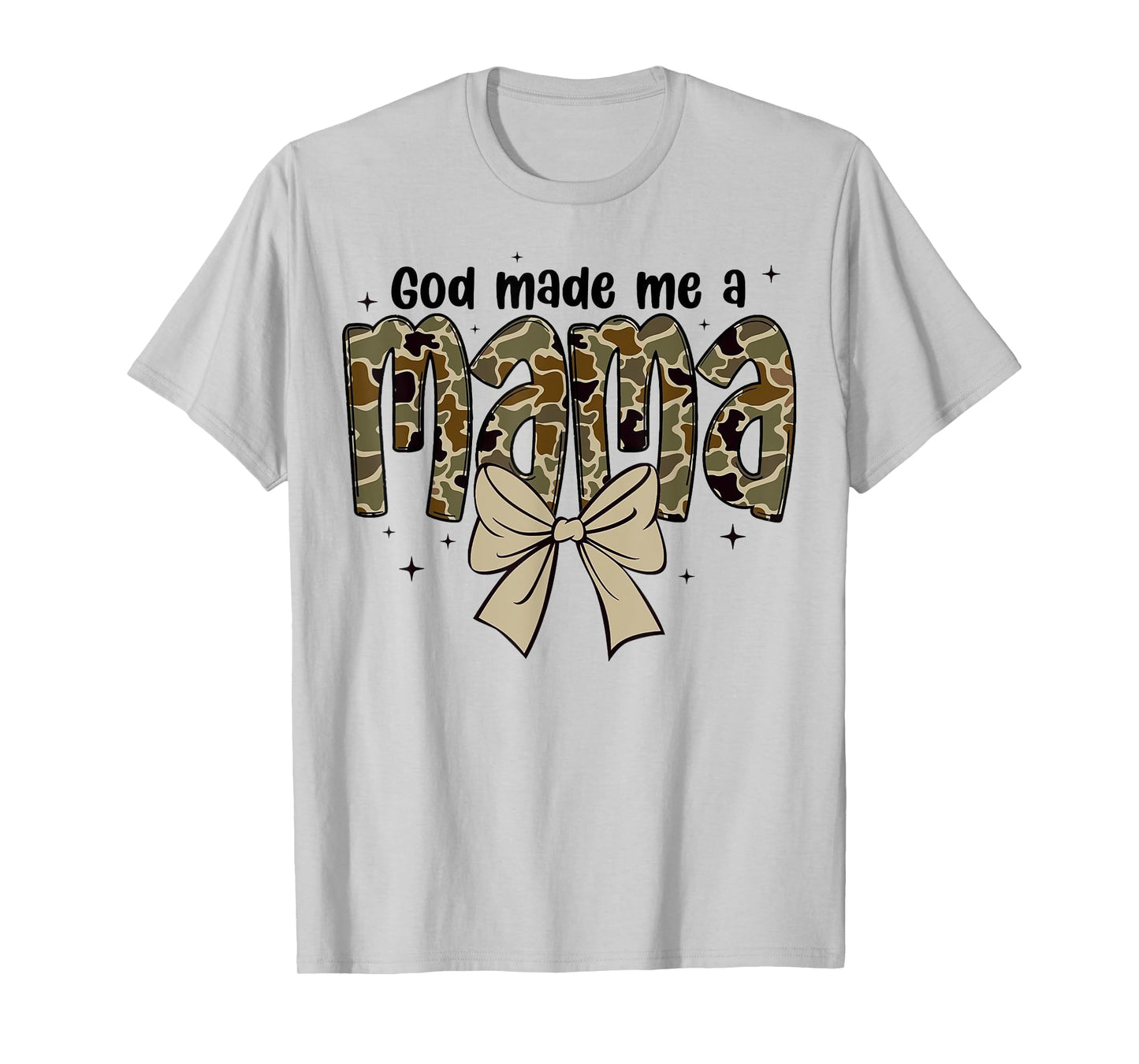 God made me a mama Mother Coquette Duck Camo Bow Retro T-Shirt