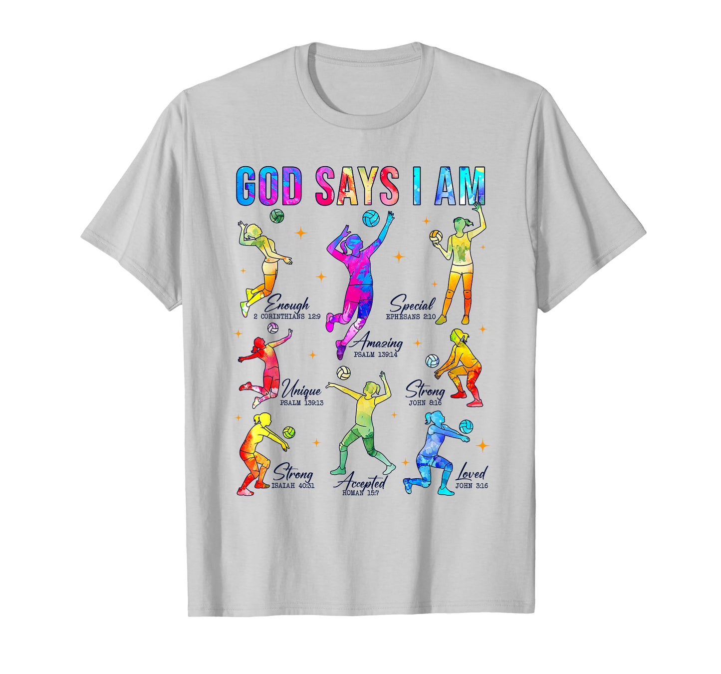 Christian God Says I Am Bible Verse Tie Dye Volleyball Girls T-Shirt