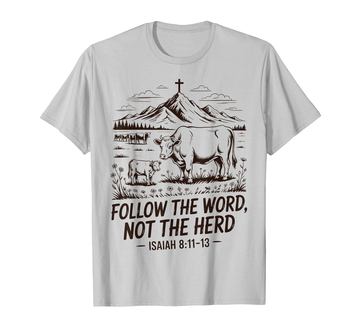 Follow The Word Not The Herd Christian Western Country Cow T-Shirt