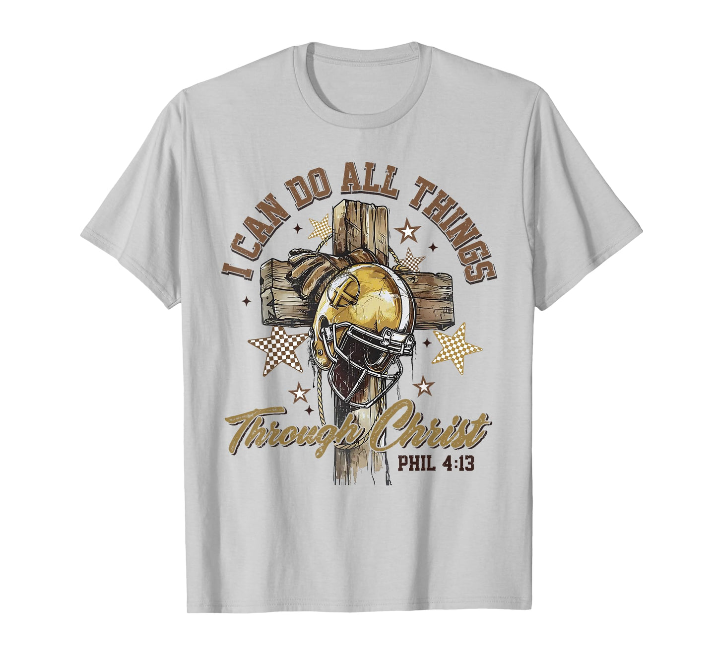 I Can Do All Things Through Christ Christian Football Cross T-Shirt