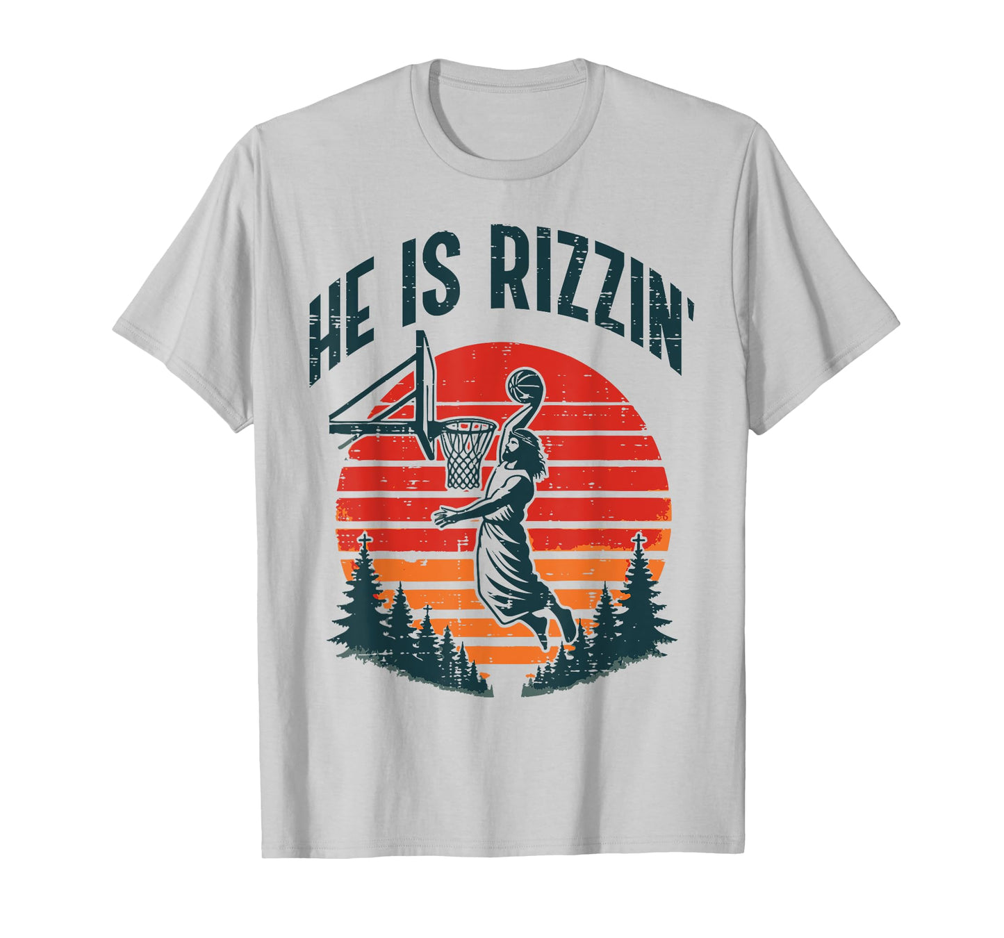 Easter He Is Rizzin Retro Basketball Religious Men Boys Kids T-Shirt