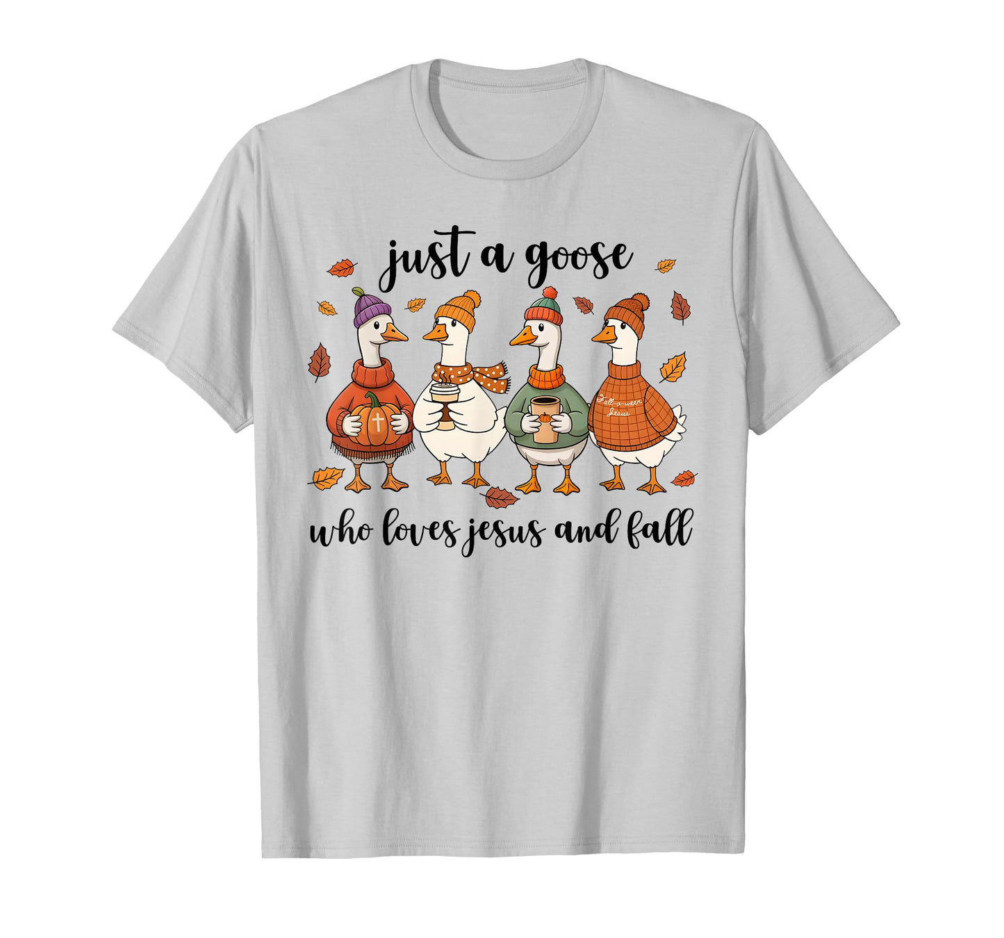 Funny Goose Who Loves Jesus and Fall Christian Autumn T-Shirt