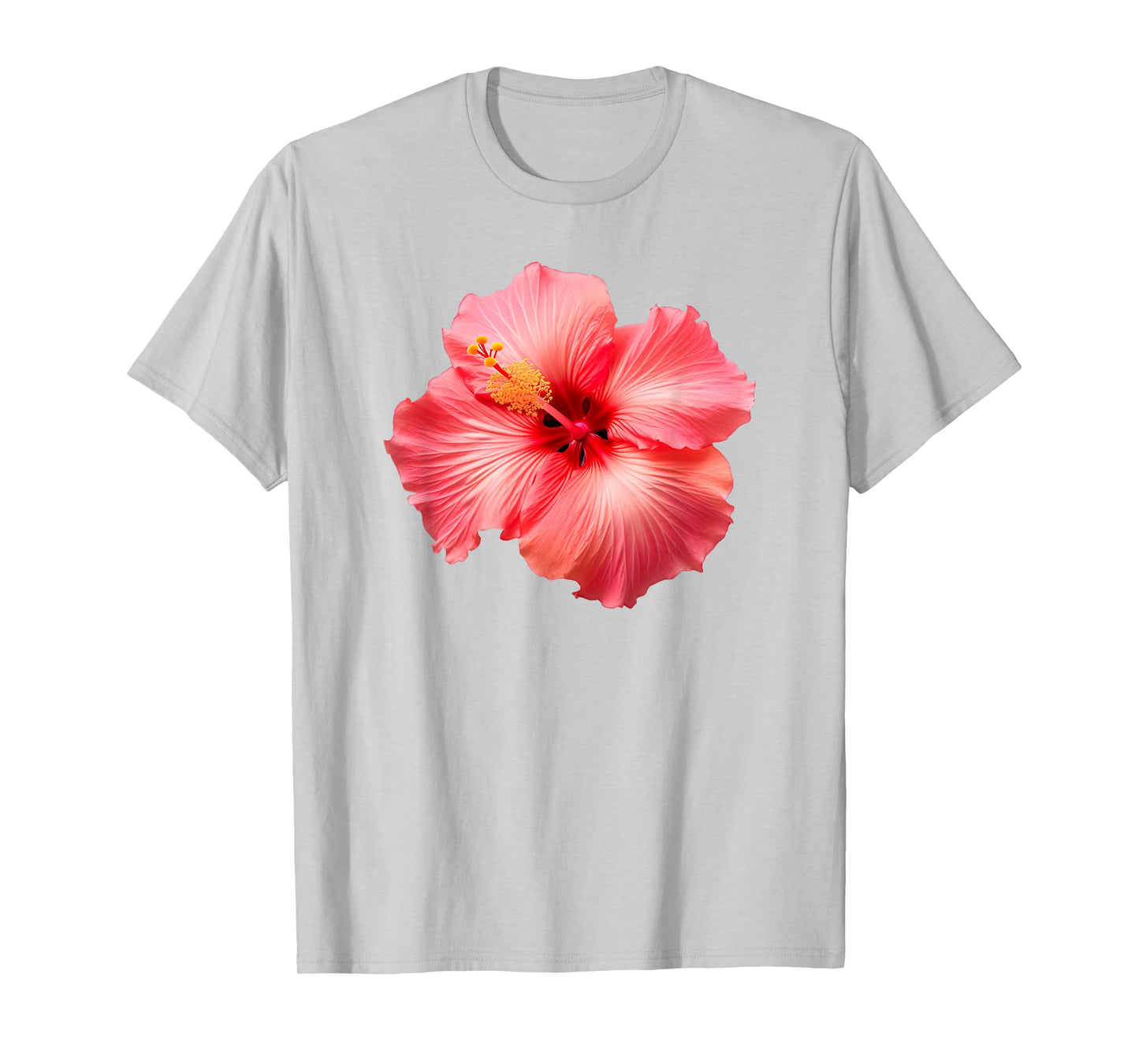 Flirty Pink Hibiscus Flower Vintage Hawaiian T-Shirt