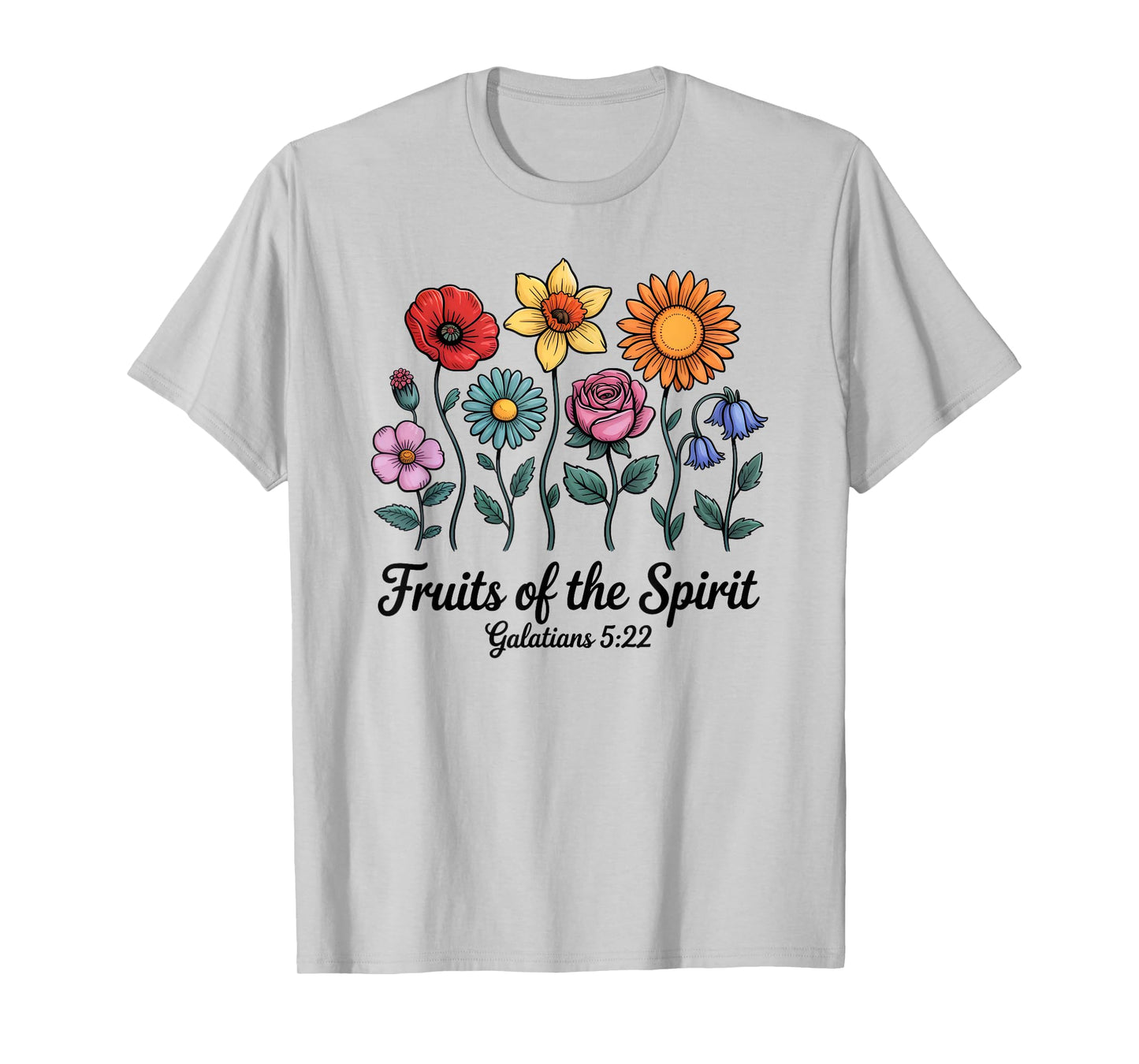 Bible Verse Christian Galatians 5:22 Scripture Floral T-Shirt