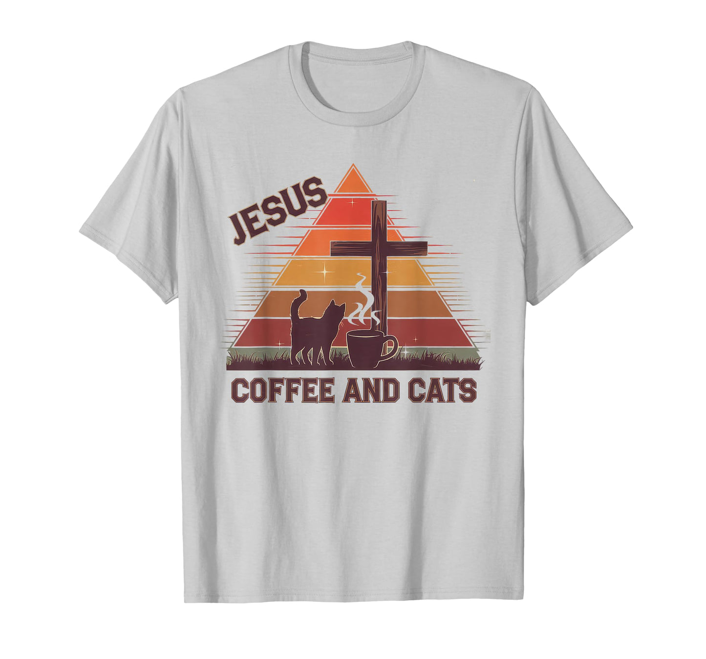 Jesus Coffee Cats Funny Cute Design Jesus Lovers Christian T-Shirt