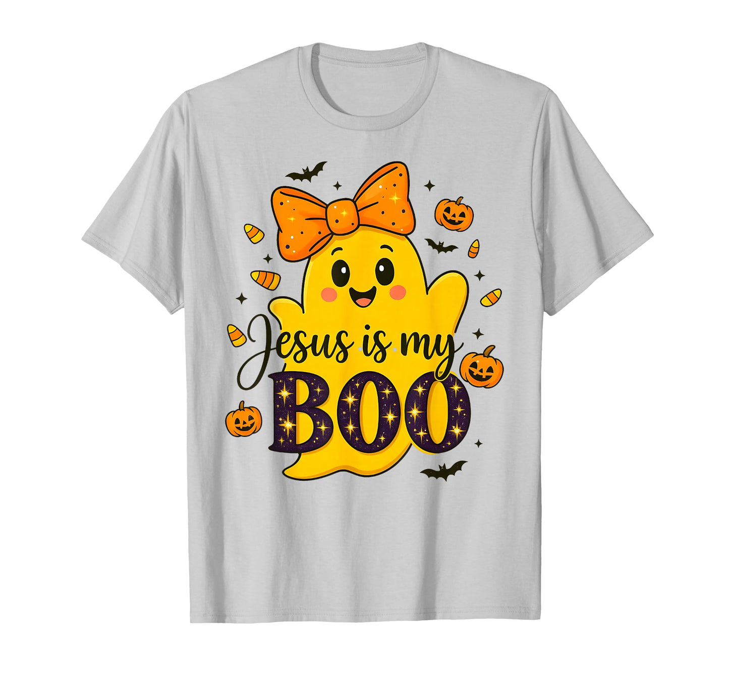 Jesus is My Boo Christian Halloween Ghost Bow Women Kids T-Shirt