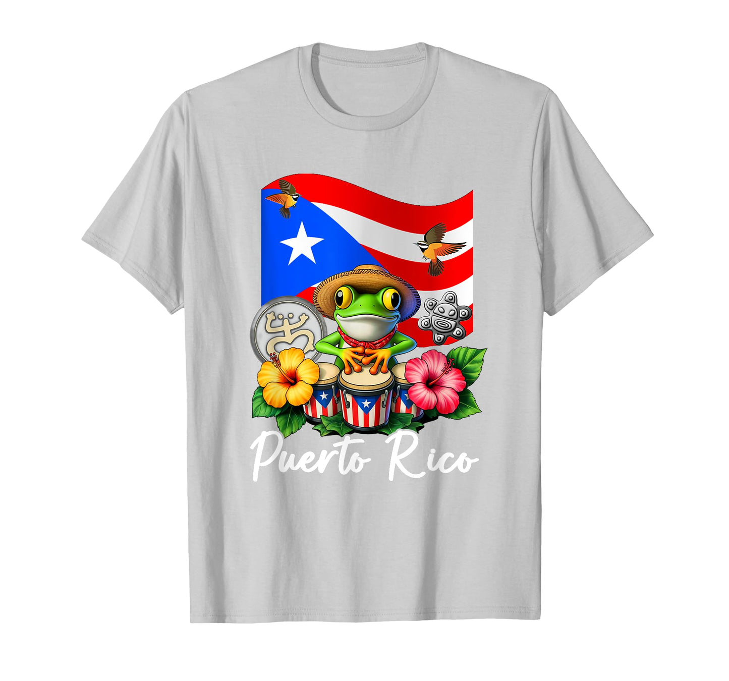 Funny Boricua Coqui Frog Taino Puerto Rico Puerto Rican Flag T-Shirt