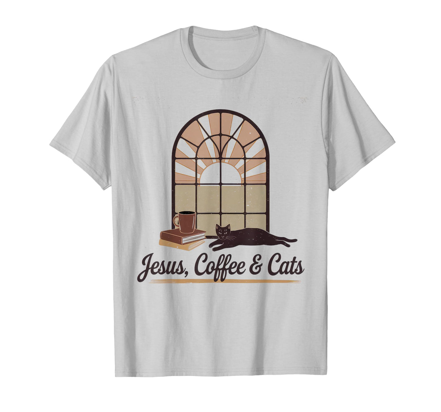 Jesus Coffee Cats Funny Cute Design Jesus Lovers Christian T-Shirt