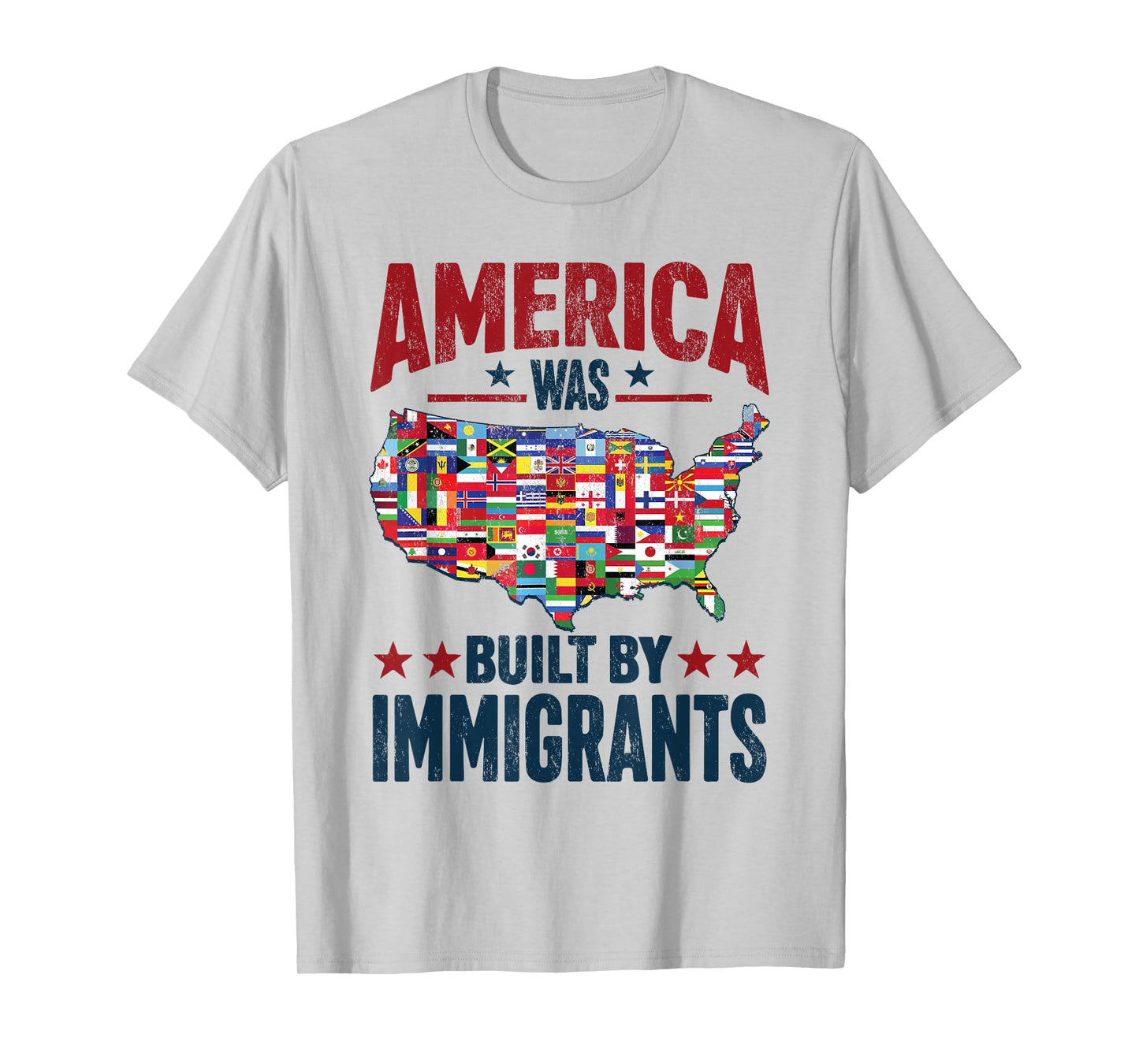America Was Built by Immigrants USA Flag Map Patriotic Pride T-Shirt