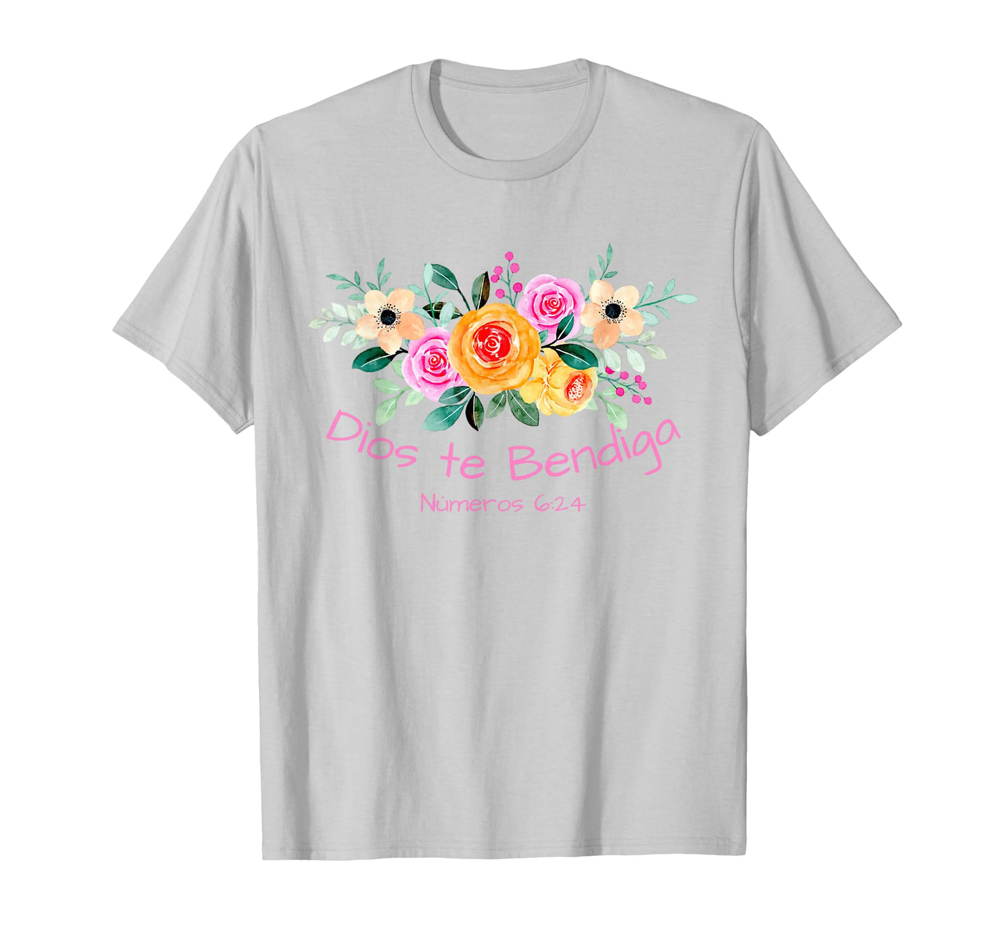 Dios te Bendiga, GOD BLESS YOU Christian Floral T-Shirt