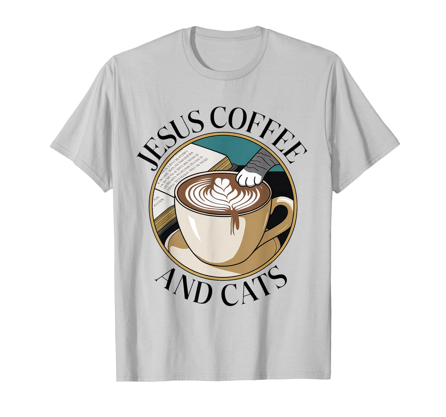 Jesus Coffee Cats Funny Cute Design Jesus Lovers Christian T-Shirt
