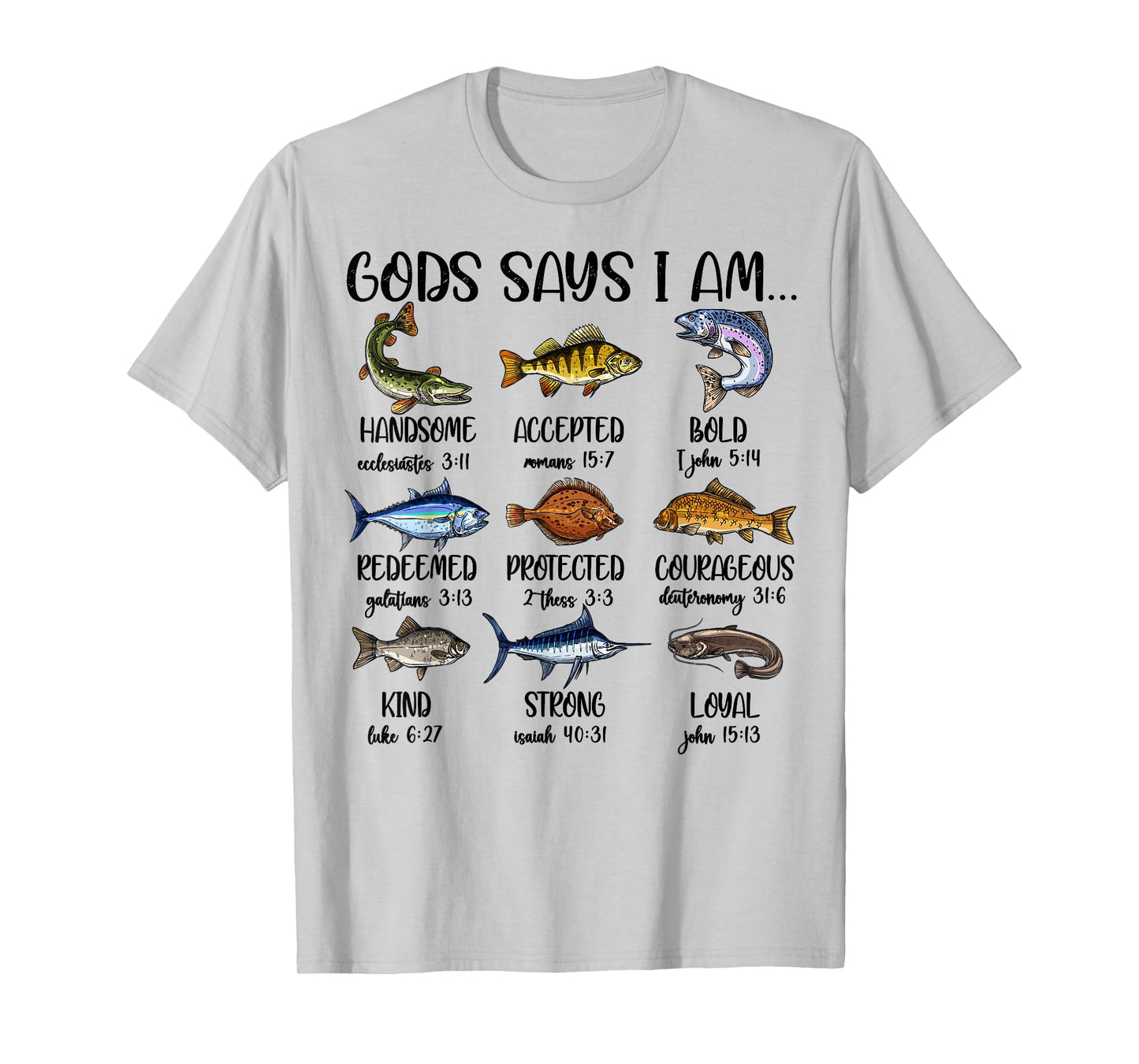 God Says I Am Fishing Christian Boy Funny Bass Fishing Jesus T-Shirt