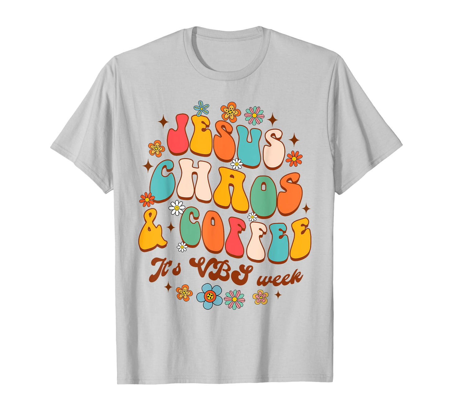 Christian Religious Funny Jesus Chaos Coffee It's VBS Week T-Shirt