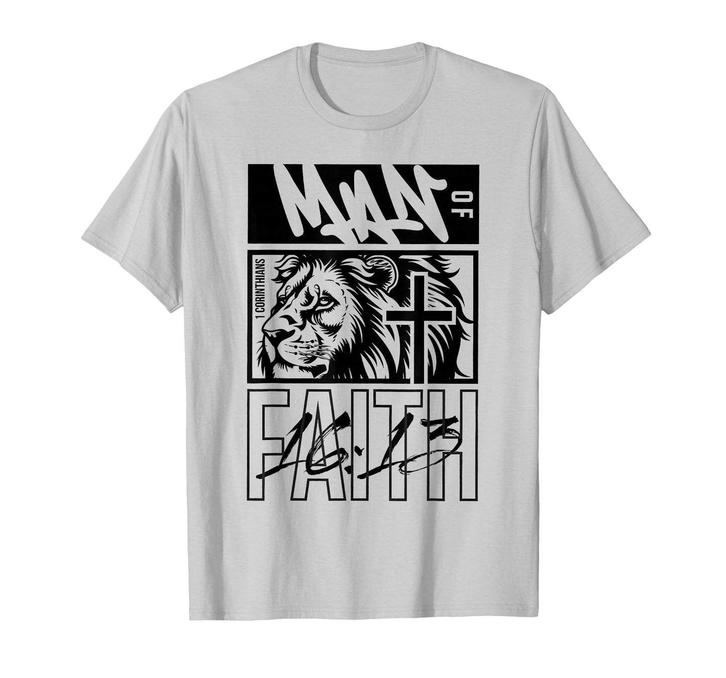 Christian Jesus Faith Lion Men Religious Cross Bible Verse T-Shirt