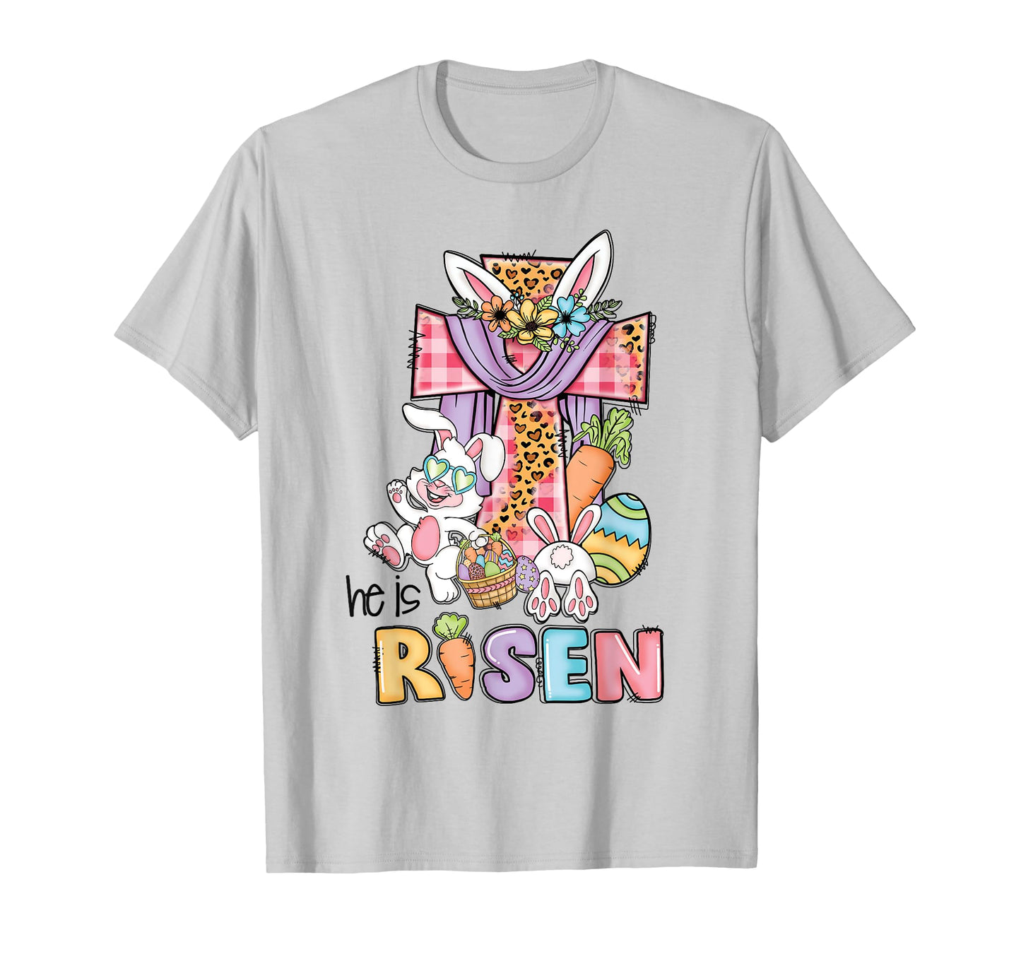 He is Risen Floral Cross Vintage Happy Easter Day T-Shirt