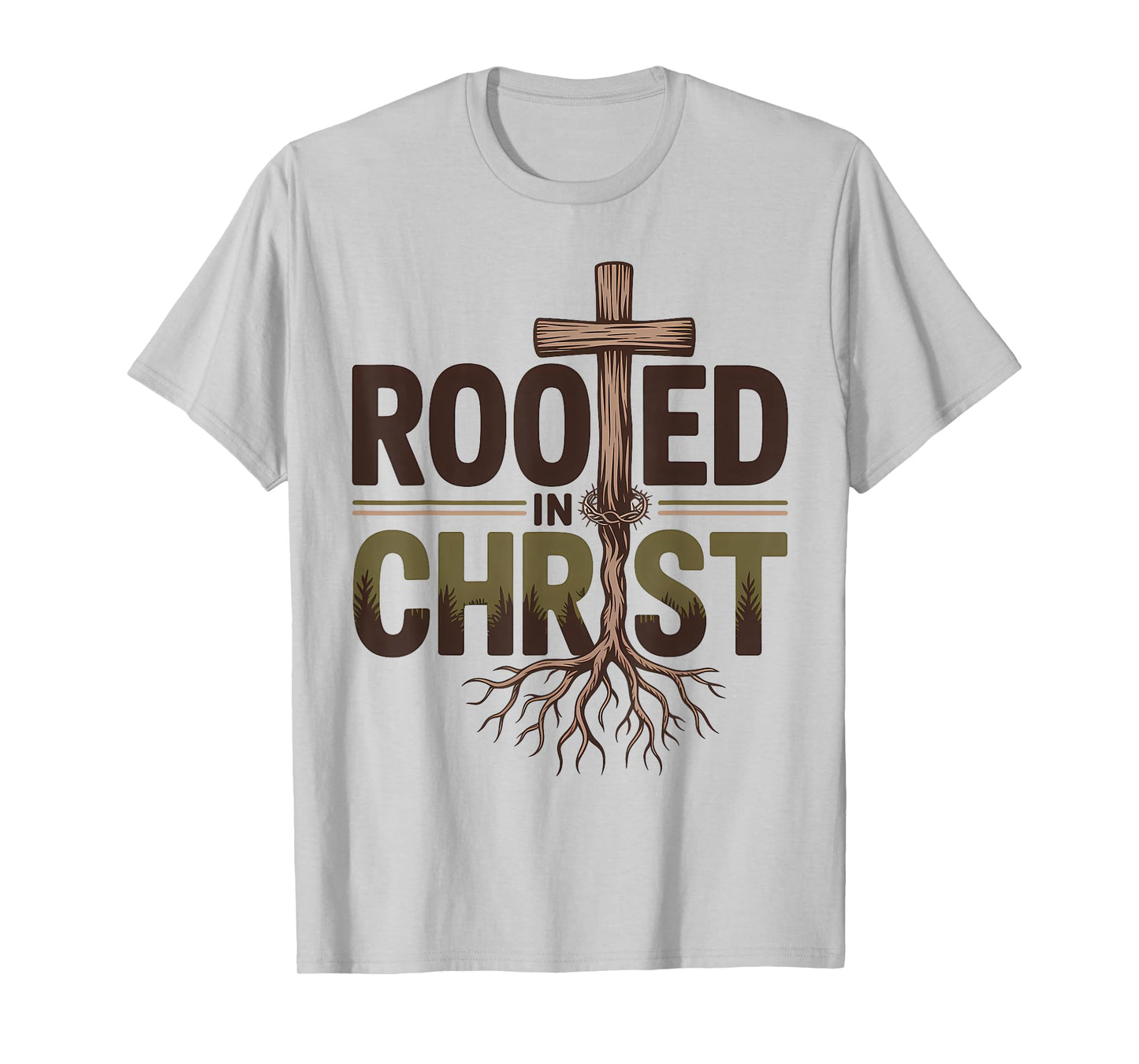 Rooted in Christ Christian Faith Jesus Cross T-Shirt