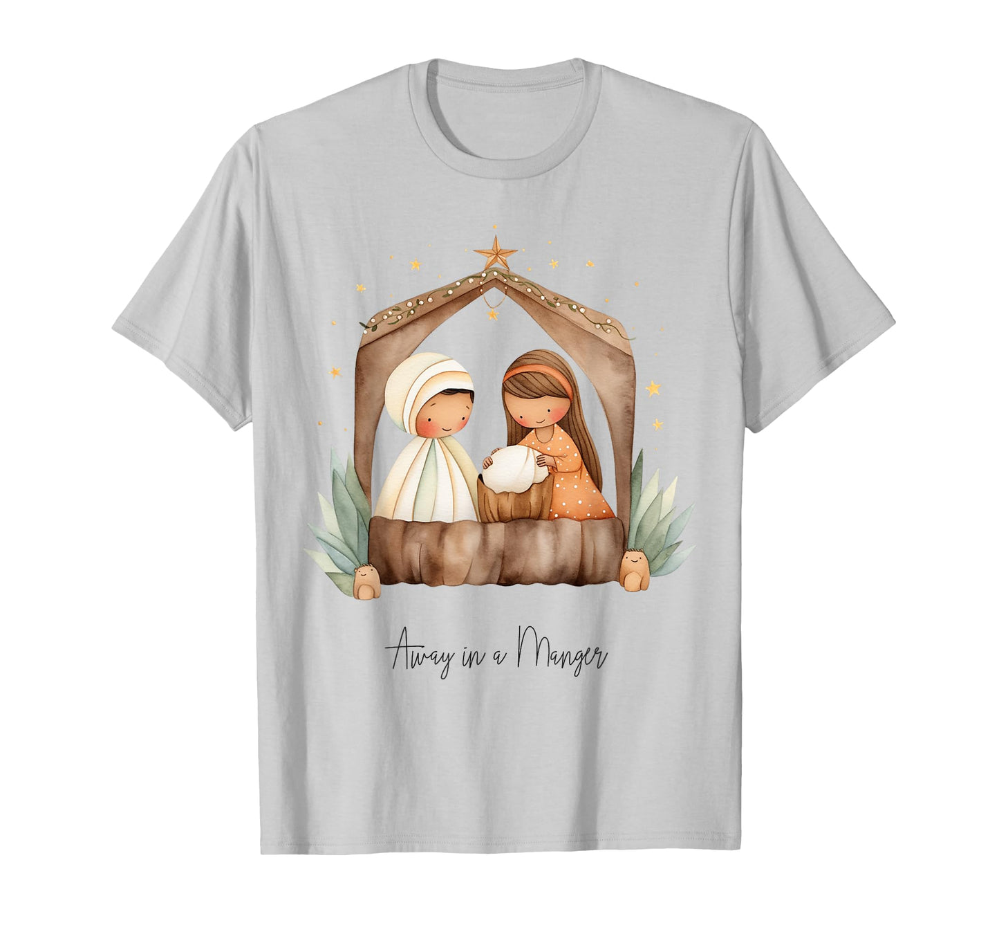 Boho Nativity Scene Away in a Manger Christmas T-Shirt