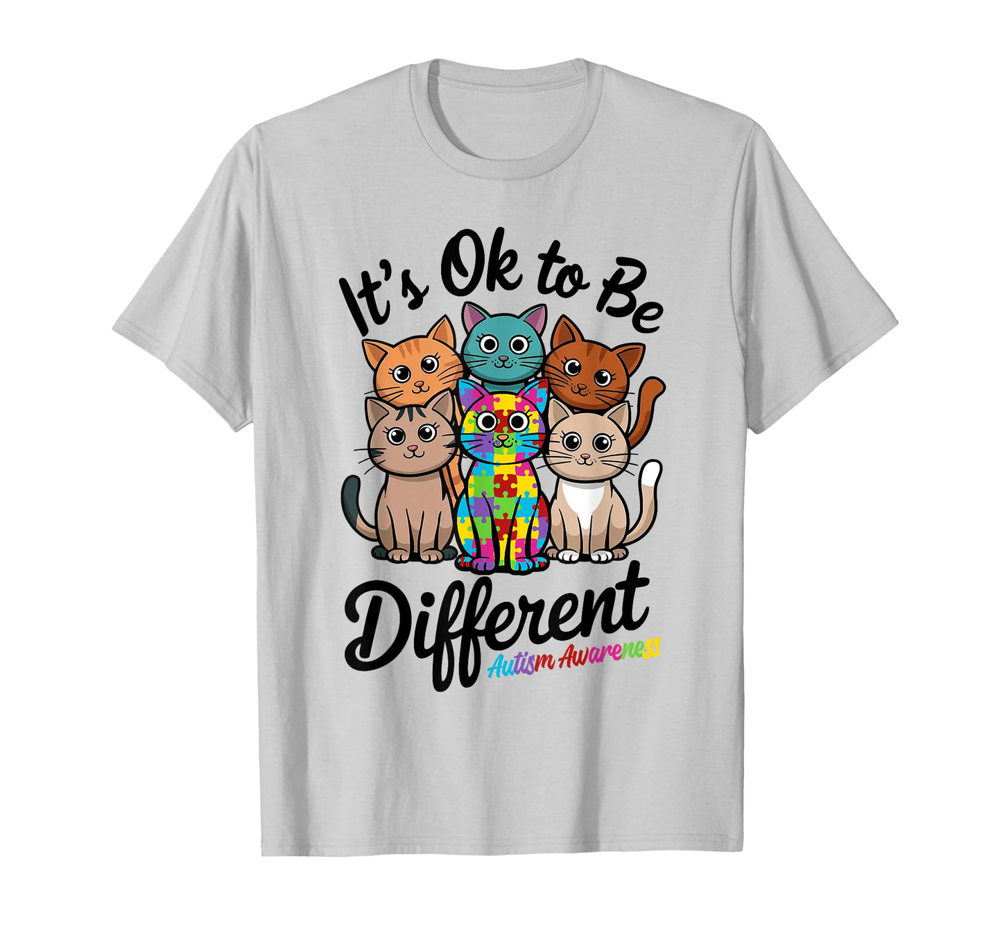 Autistic Cats Kitten Its Ok To Be Different Autism Awareness T-Shirt