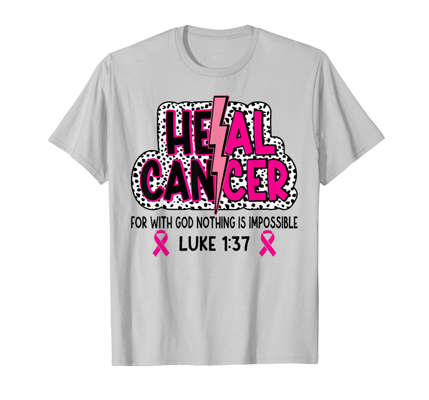Heal Cancer Pink Ribbon Jesus Christ Breast Cancer Awareness T-Shirt
