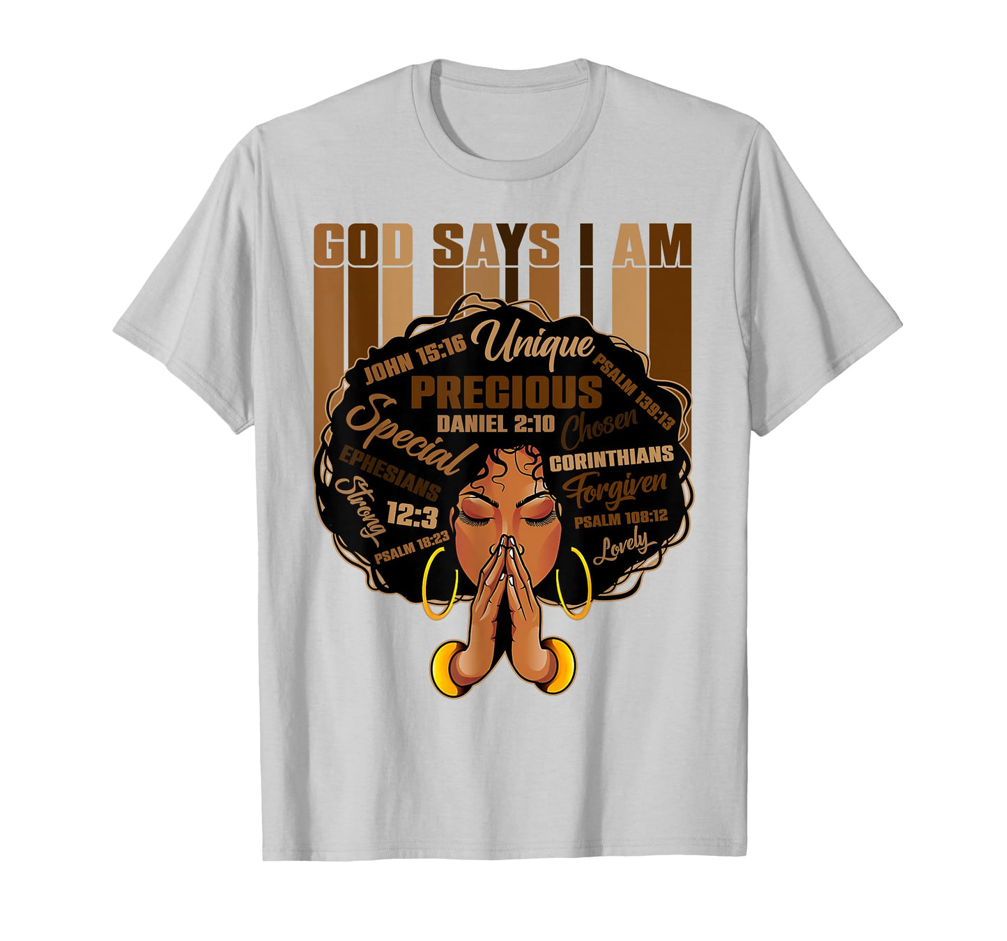 God Says I Am Black History Month Christian Afro Girls Women T-Shirt